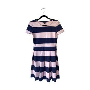 Polo by Ralph Lauren Pink and Navy Wide-Stripe Short Sleeve Dress